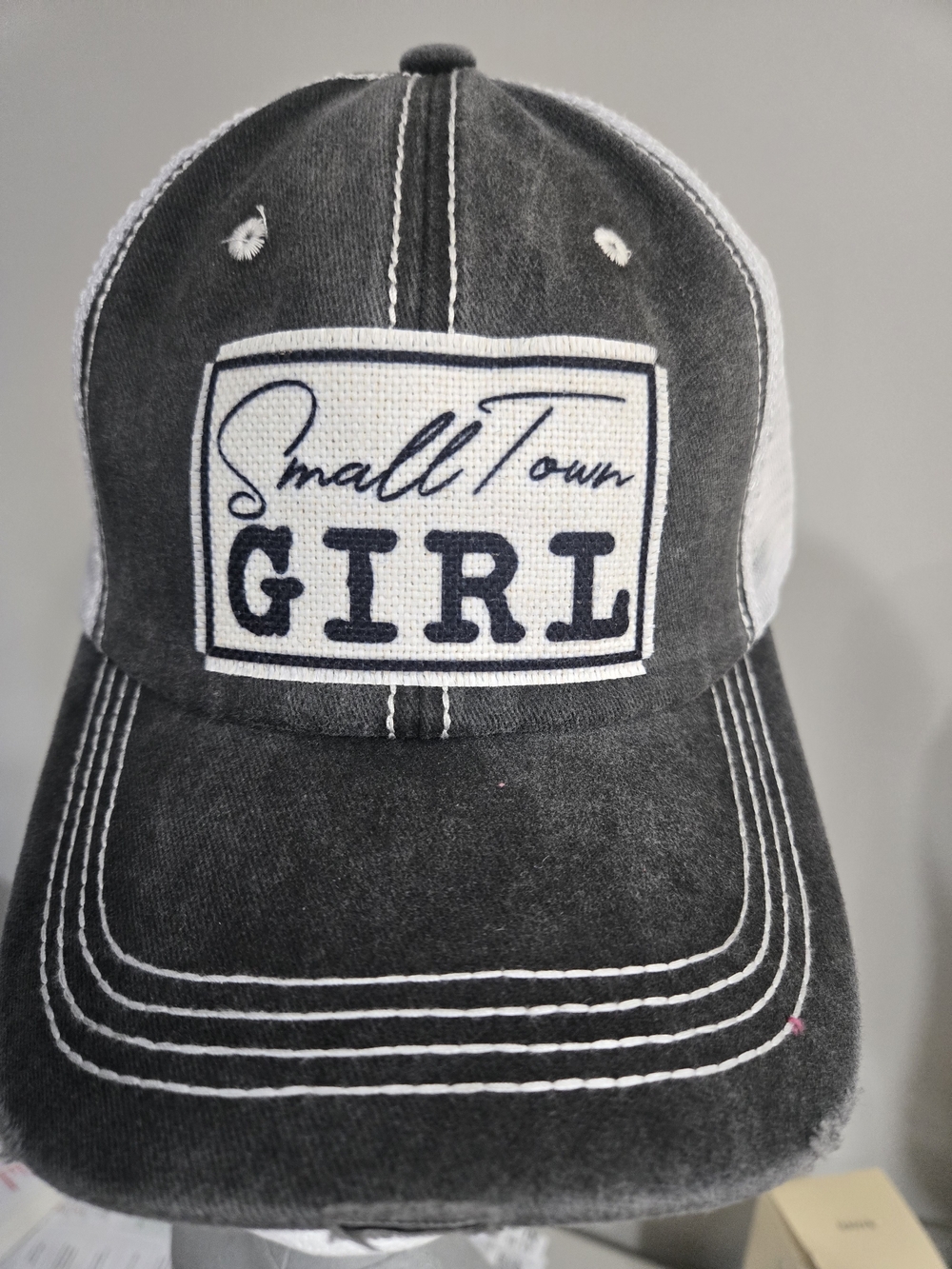 Small Town Girl Trucker Hat - Charcoal & White NWT